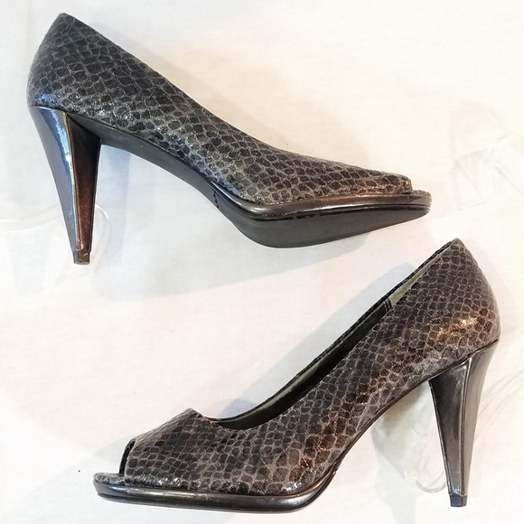 MODA Spana Snake-Look Leather Peep-Toe Heels - Picture 5 of 7